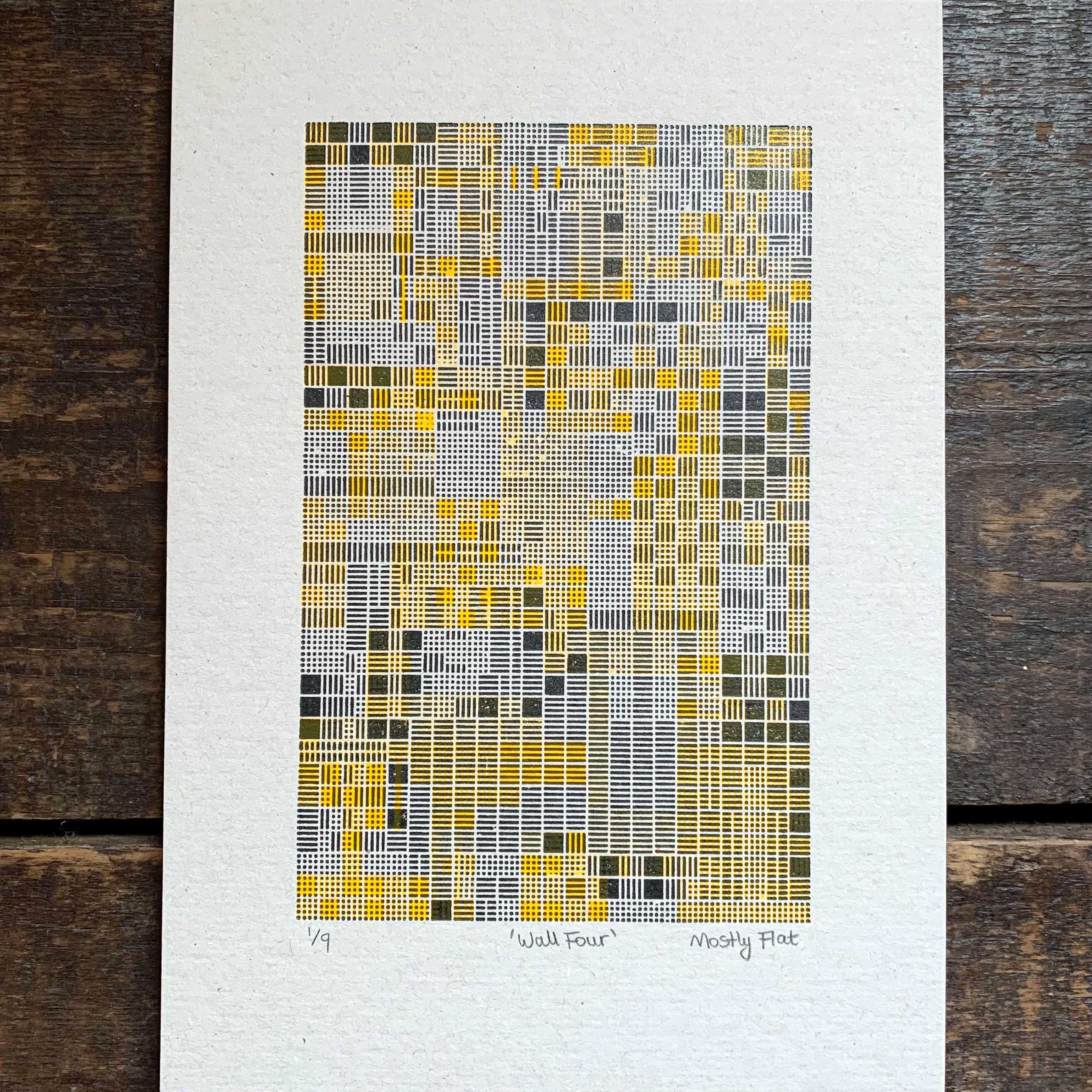 These Four Walls black and yellow A5 limited edition letterpress prints