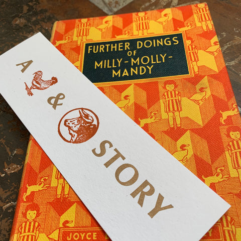 A Cock & Bull Story letterpress bookmark