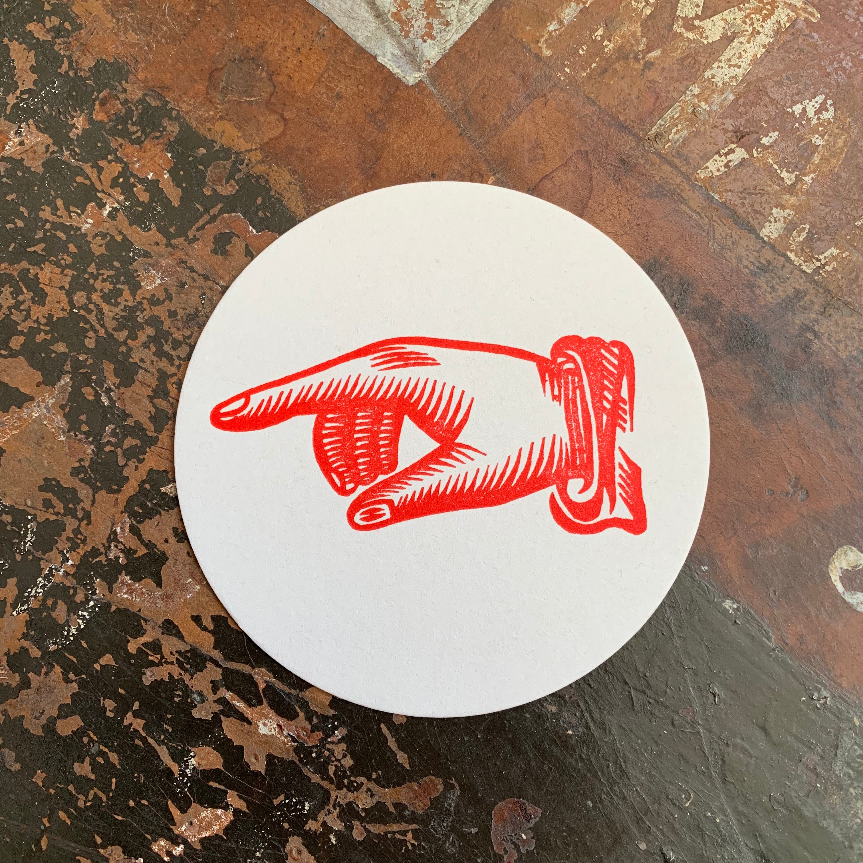 Printer’s Fist letterpress coaster