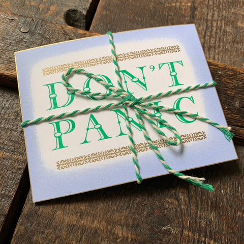 Don’t Panic letterpress mini print