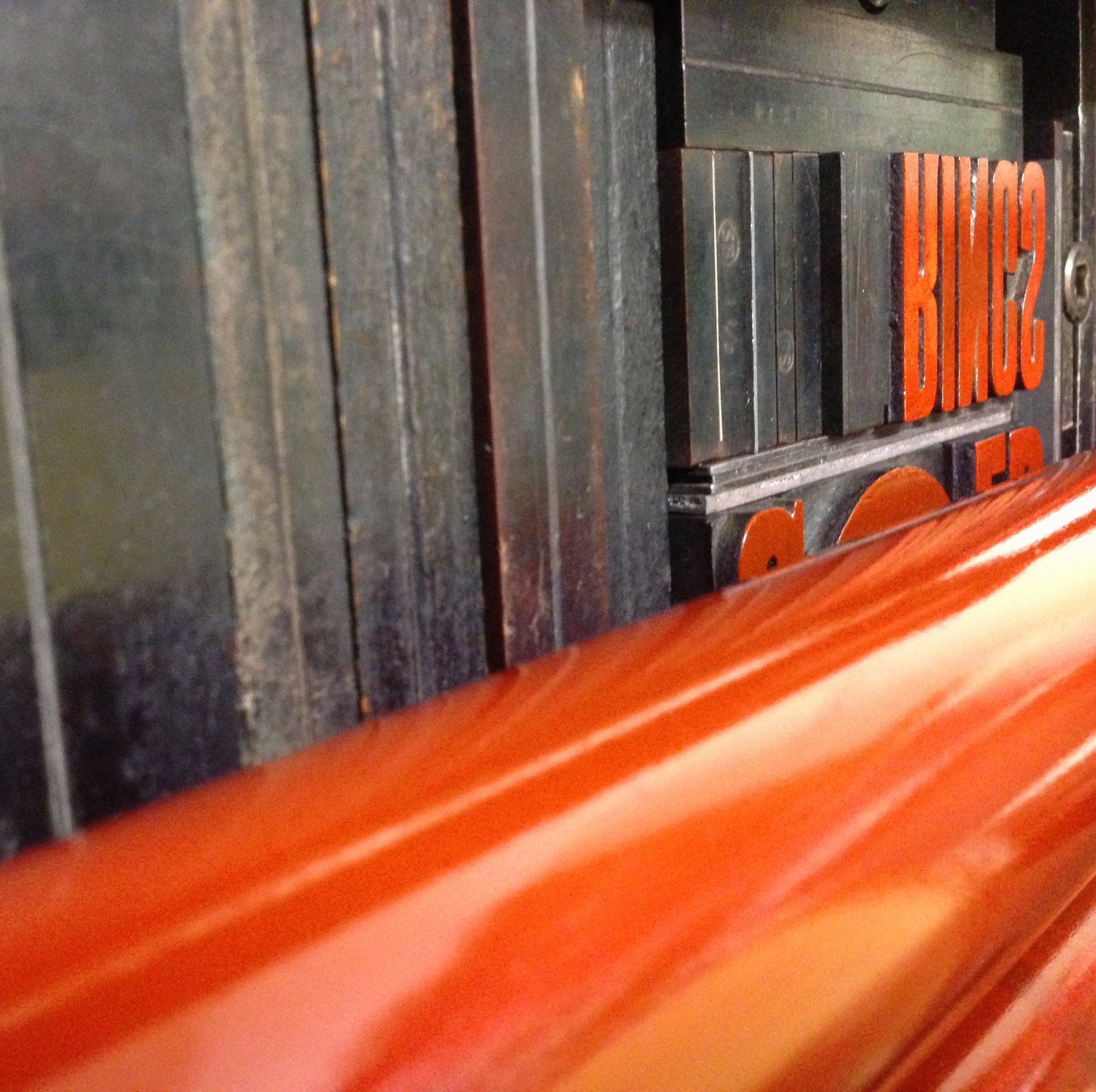 Five Gold Rings letterpress Christmas card, rocket red