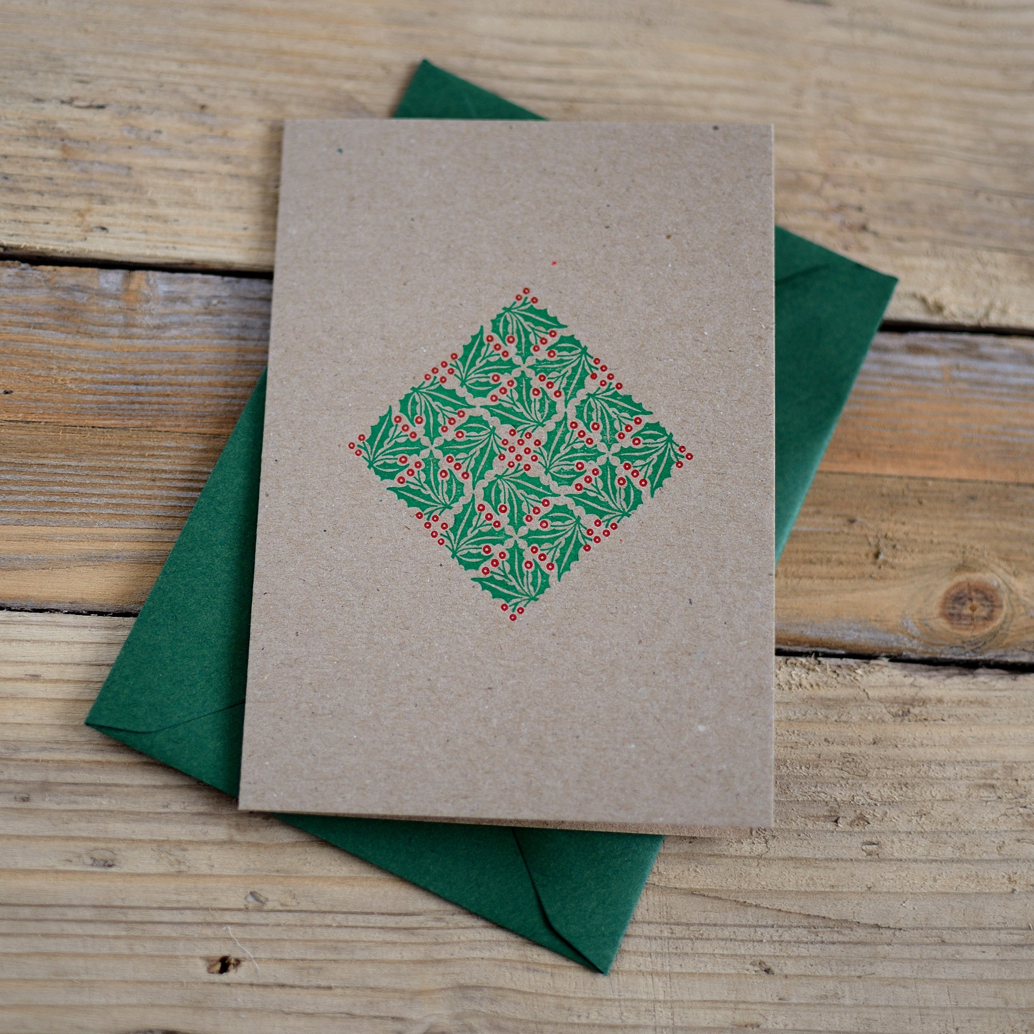 Holly letterpress Christmas card