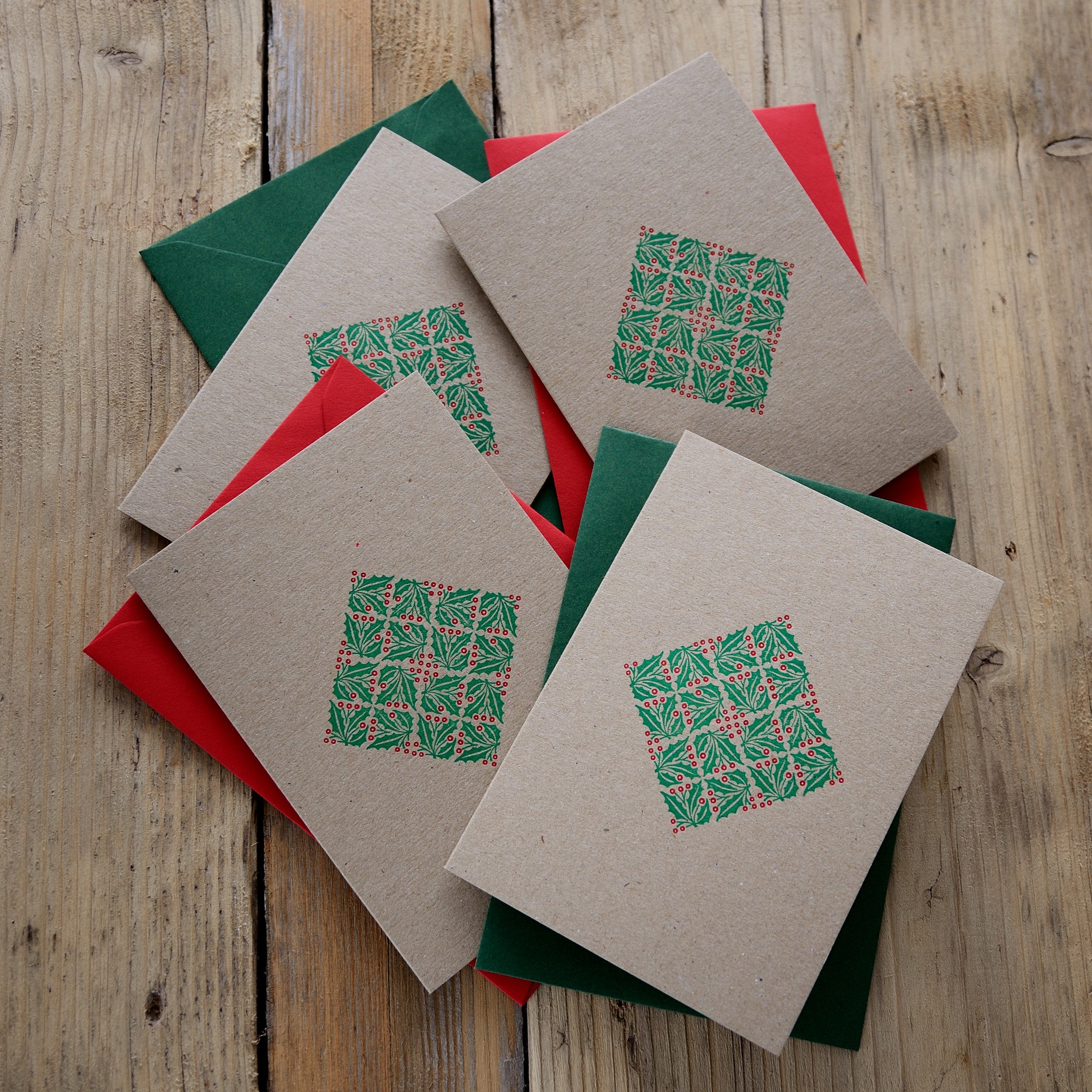 Holly letterpress Christmas card