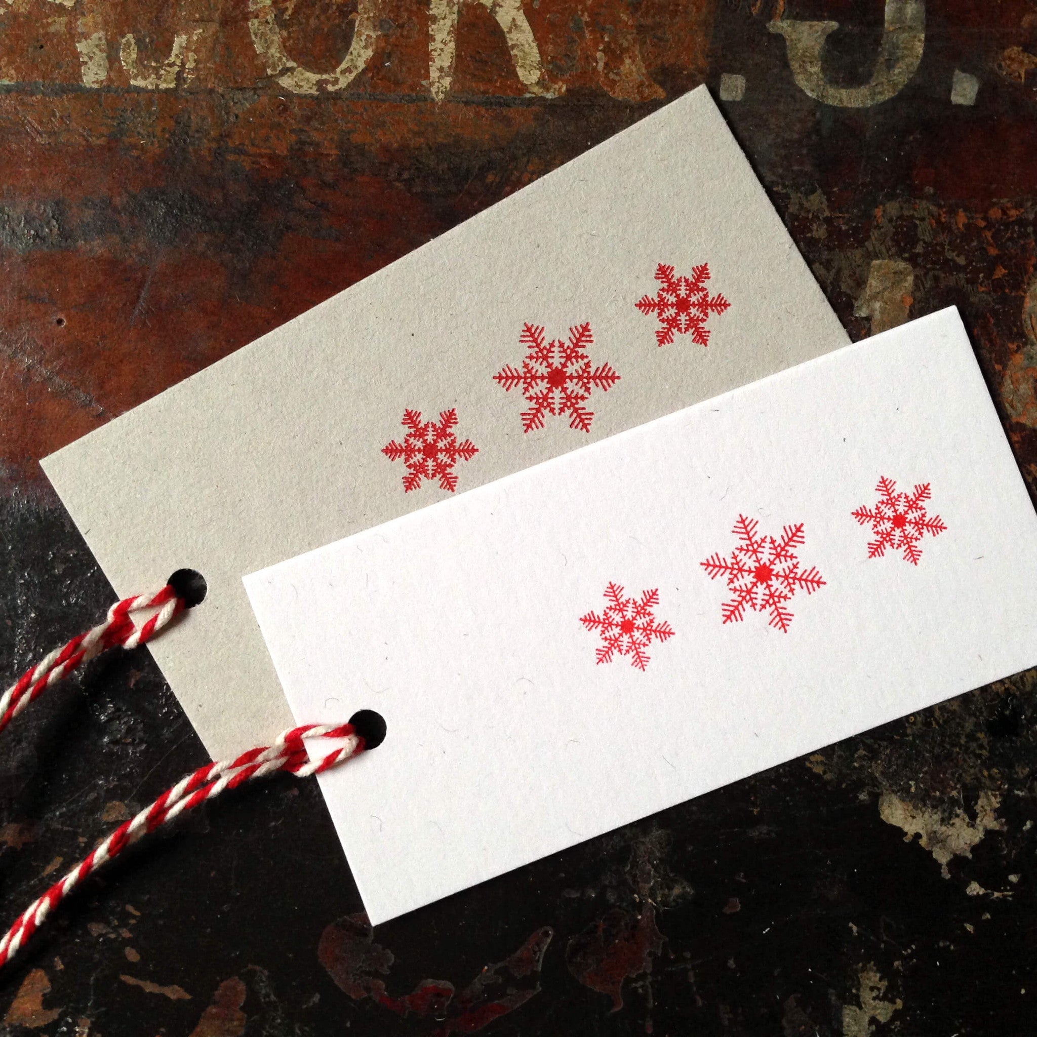 Snowflake letterpress Christmas gift tags