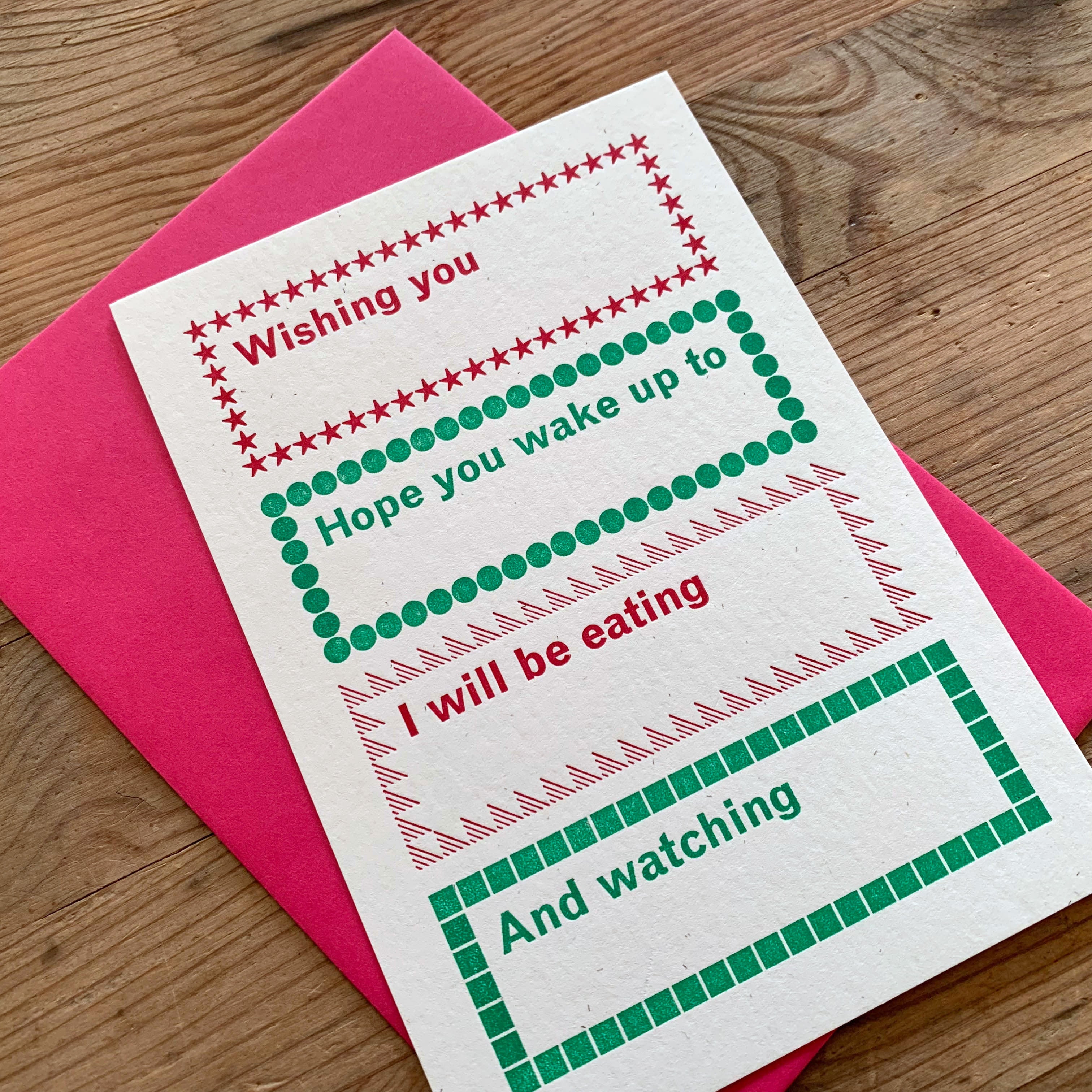 Blankety Blank letterpress Christmas postcard