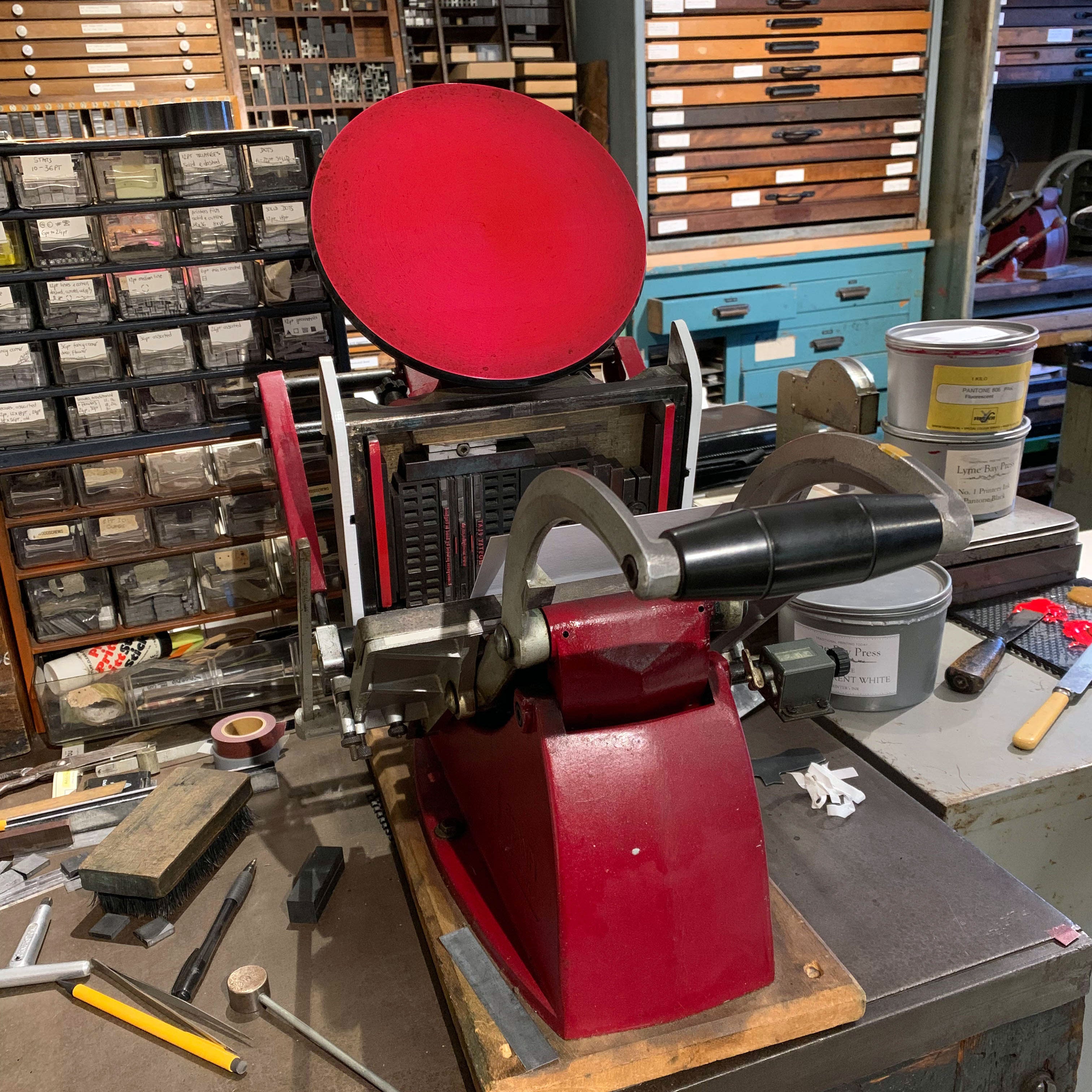 Ornamental Christmas Tree letterpress Christmas card, pink