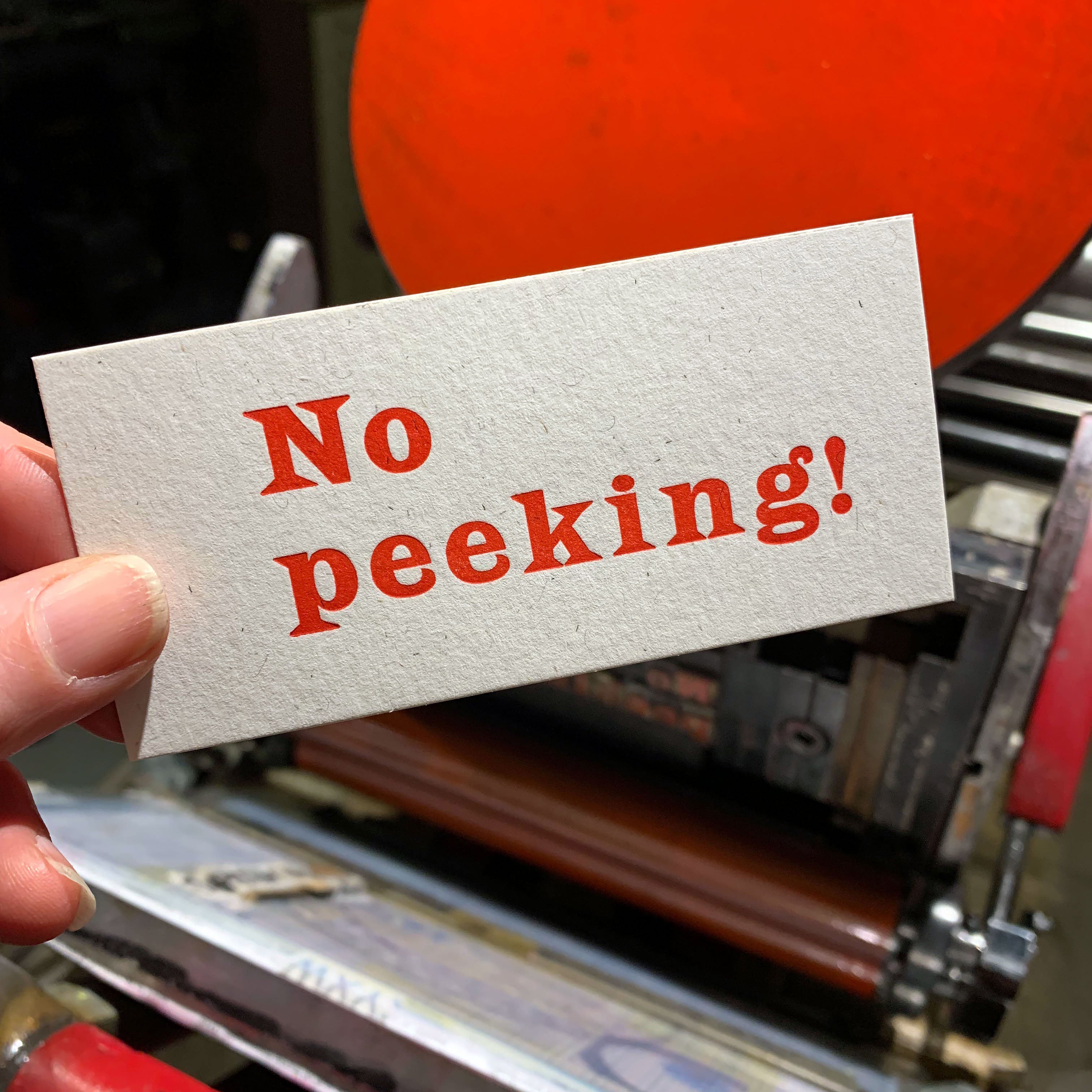 No Peeking letterpress Christmas gift tags