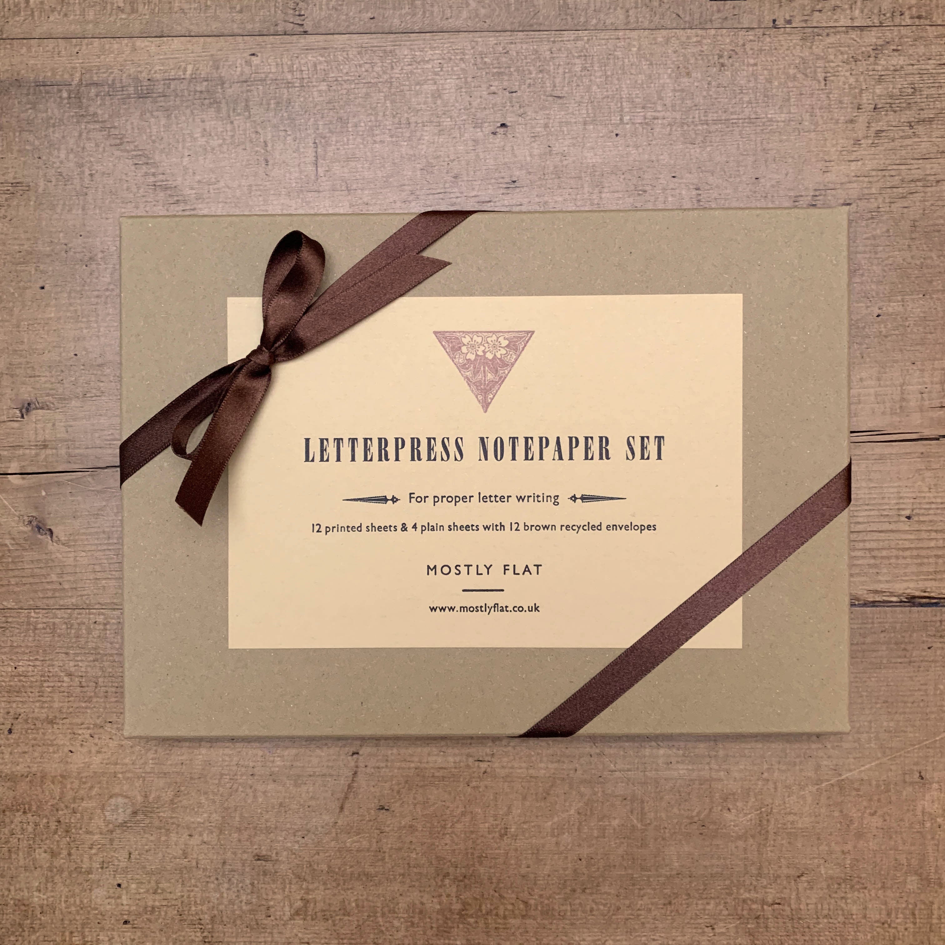 Copper flowers letterpress notepaper set