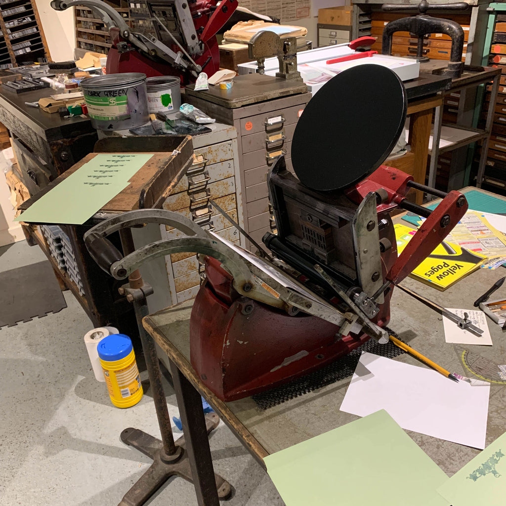 Green leaf letterpress notepaper set