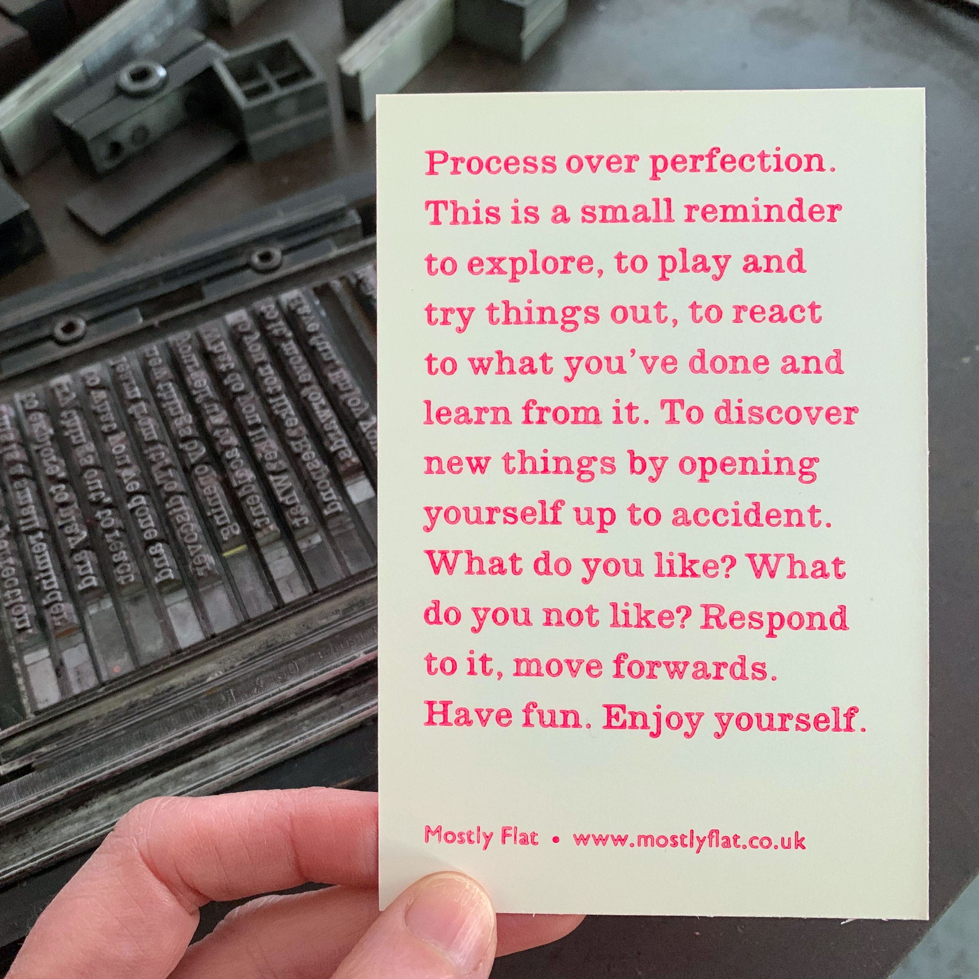Process over perfection letterpress print