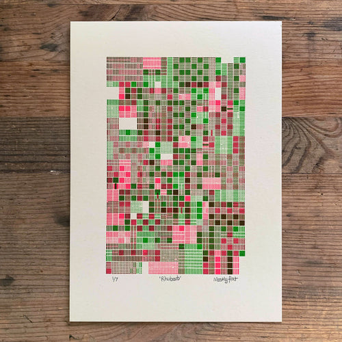 Rhubarb A5 limited edition letterpress print