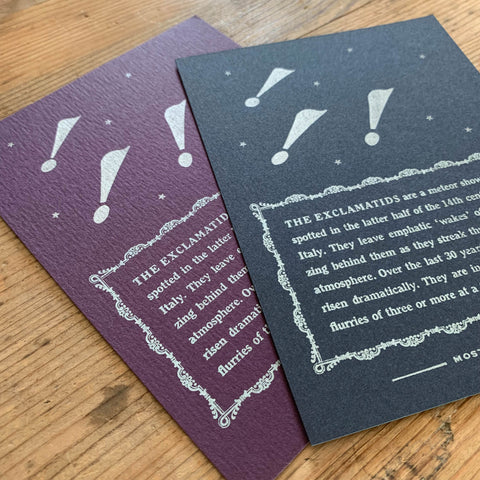 The Exclamatids letterpress print