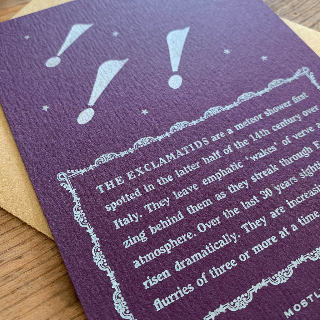 The Exclamatids letterpress print