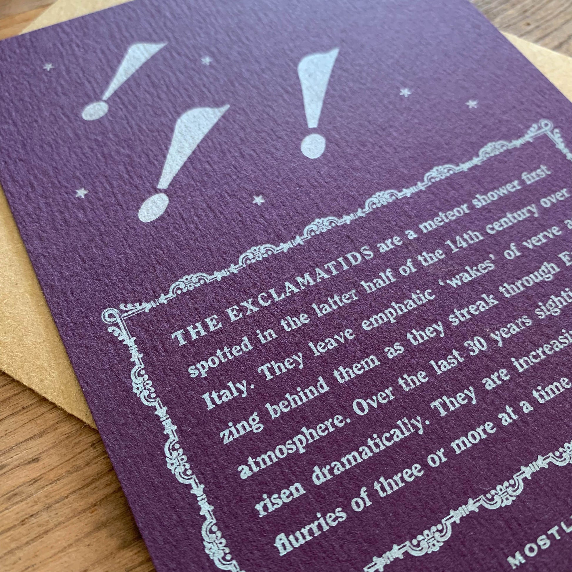 The Exclamatids letterpress print