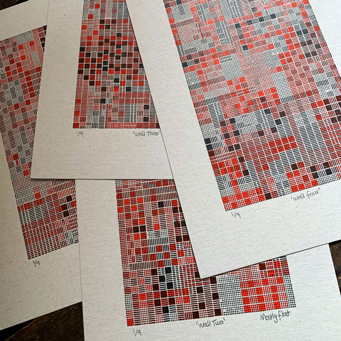 These Four Walls black and red A5 limited edition letterpress prints
