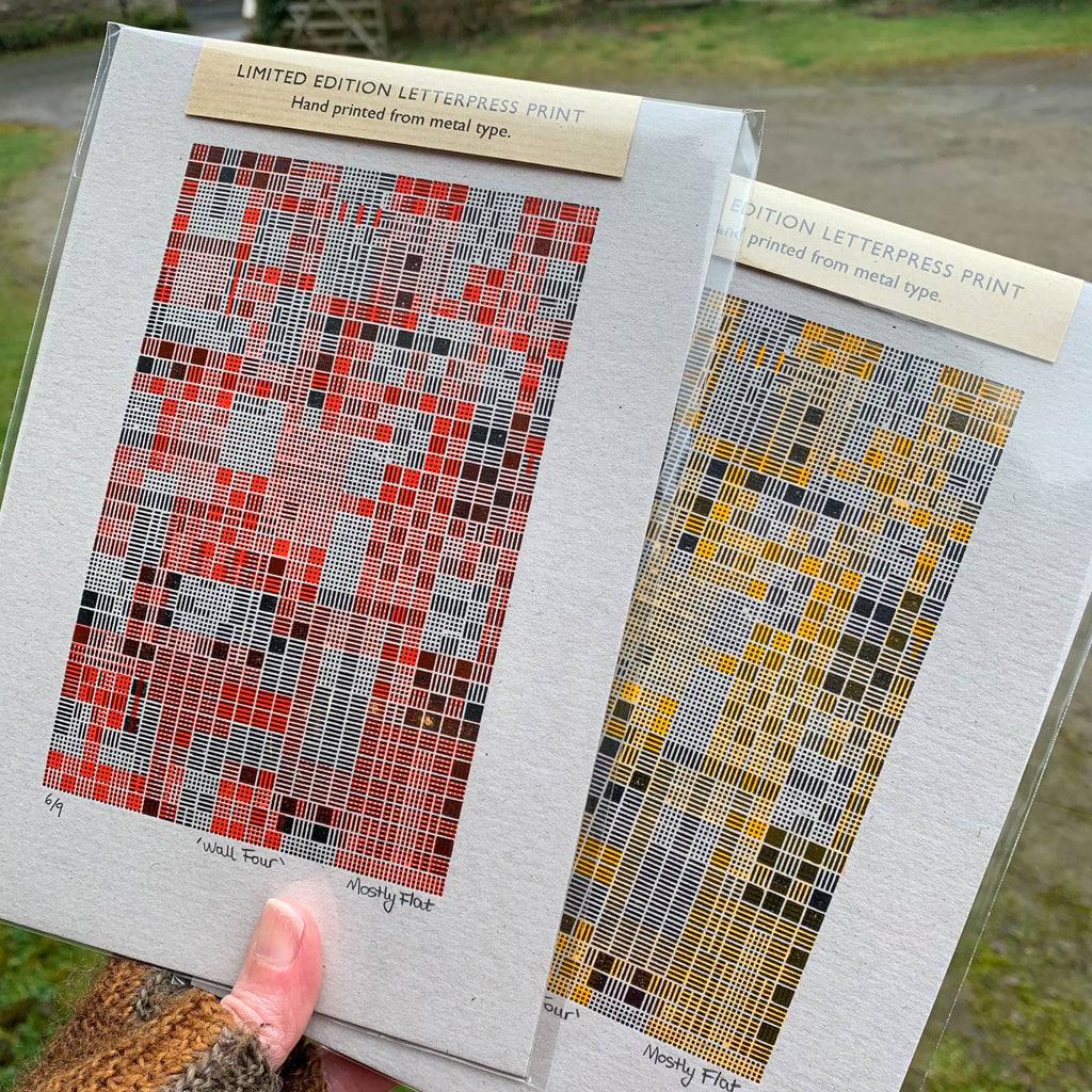These Four Walls black and yellow A5 limited edition letterpress prints