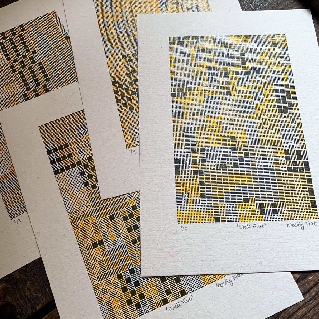 These Four Walls black and yellow A5 limited edition letterpress prints