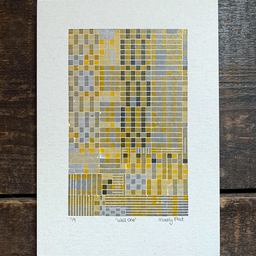 These Four Walls black and yellow A5 limited edition letterpress prints