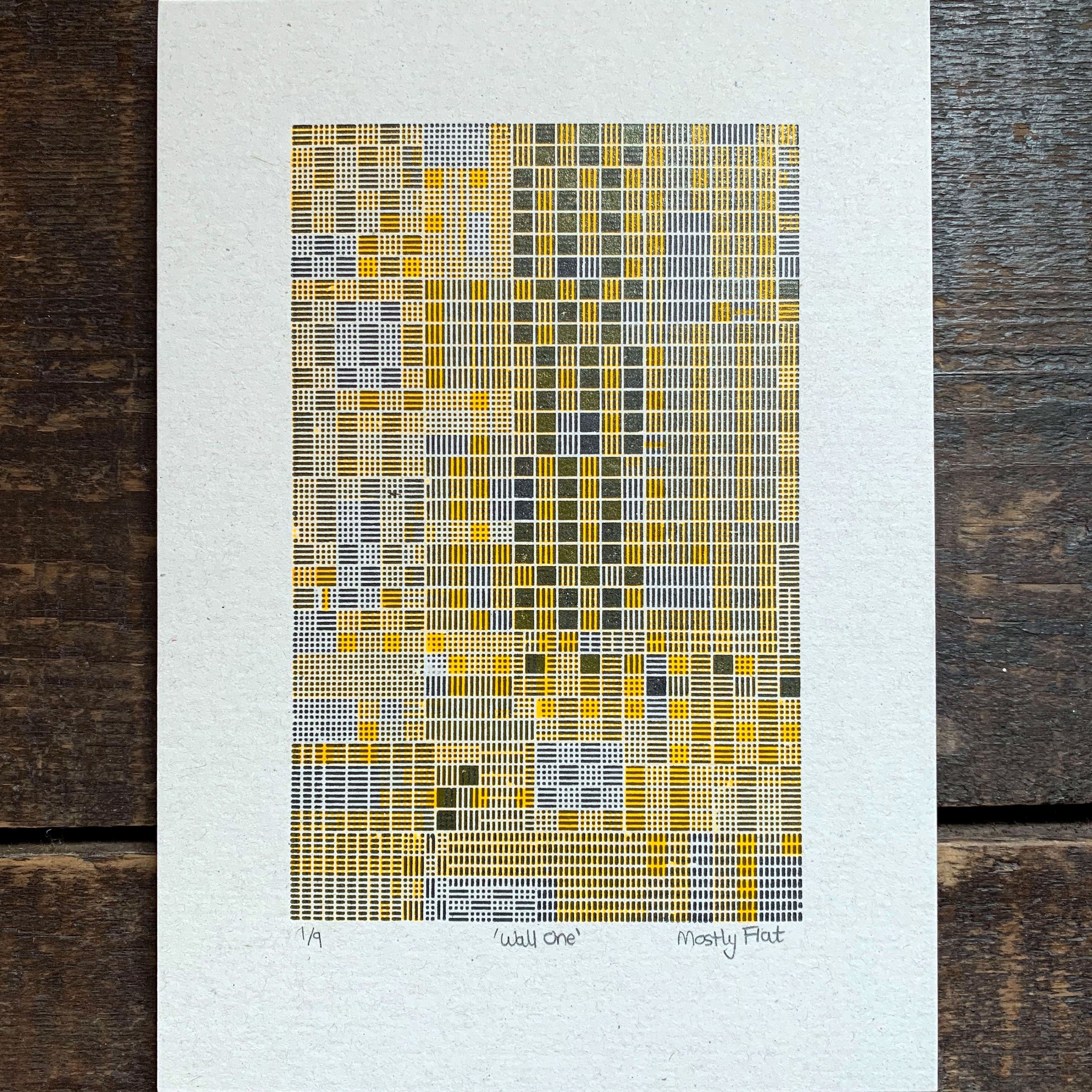 These Four Walls black and yellow A5 limited edition letterpress prints