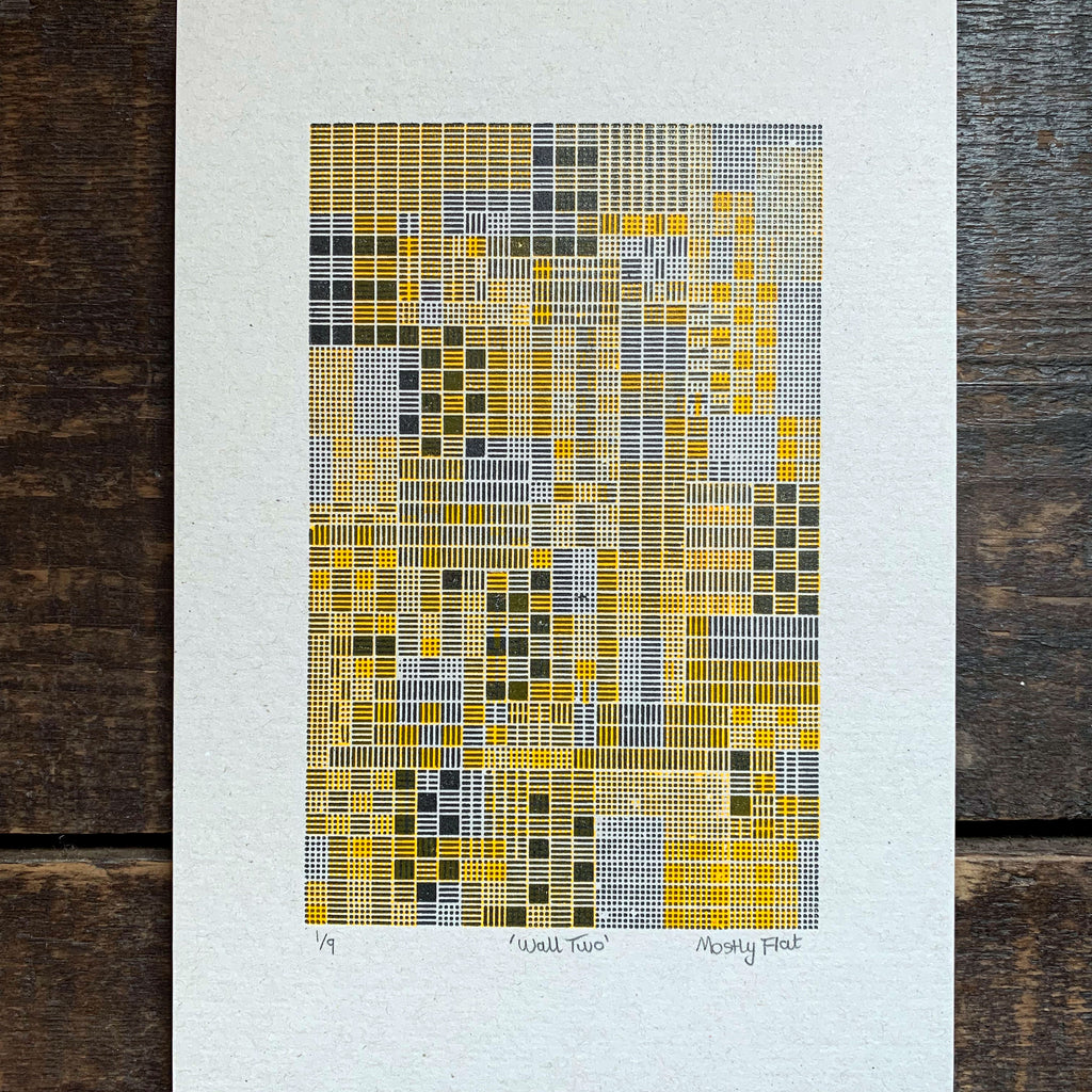 These Four Walls black and yellow A5 limited edition letterpress prints