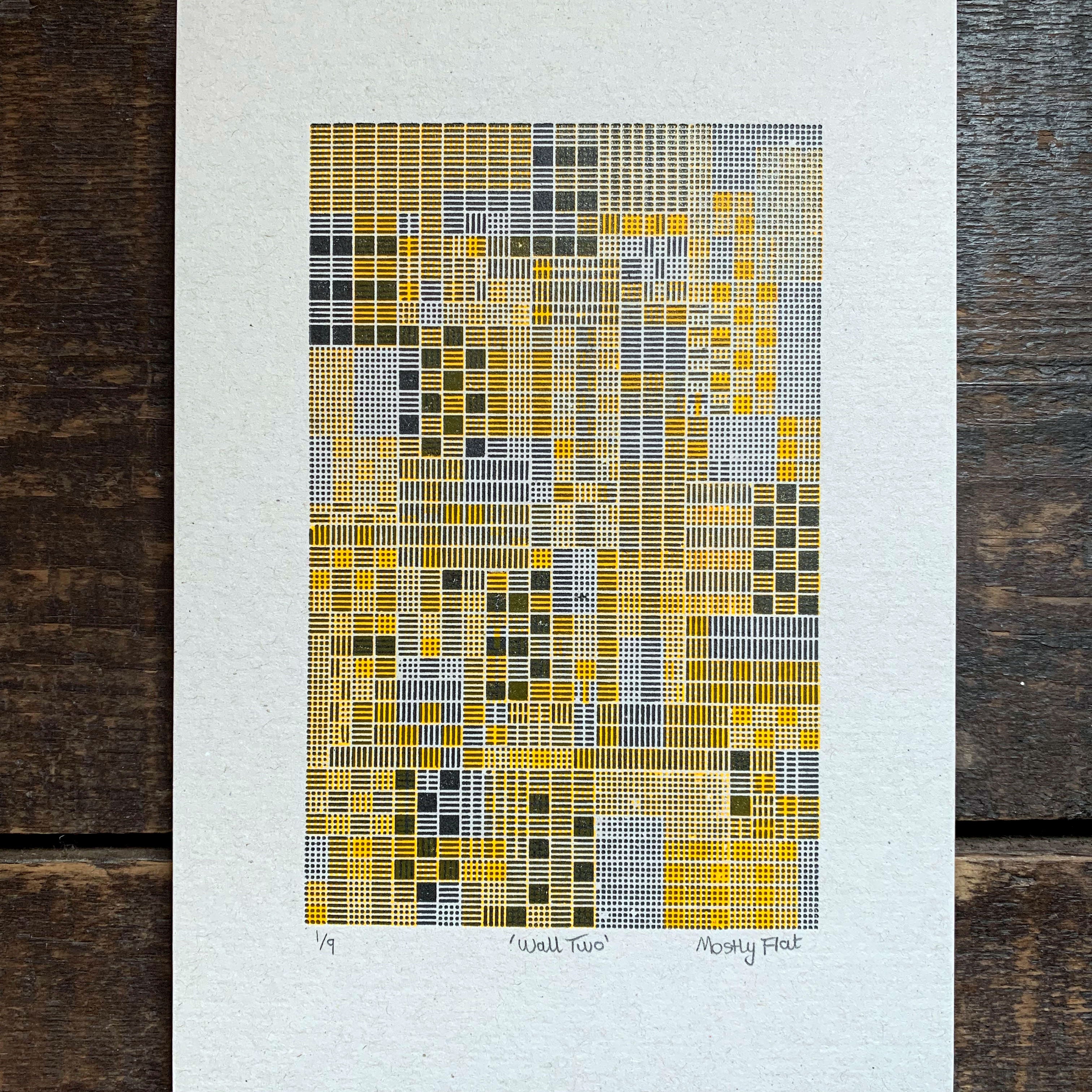 These Four Walls black and yellow A5 limited edition letterpress prints
