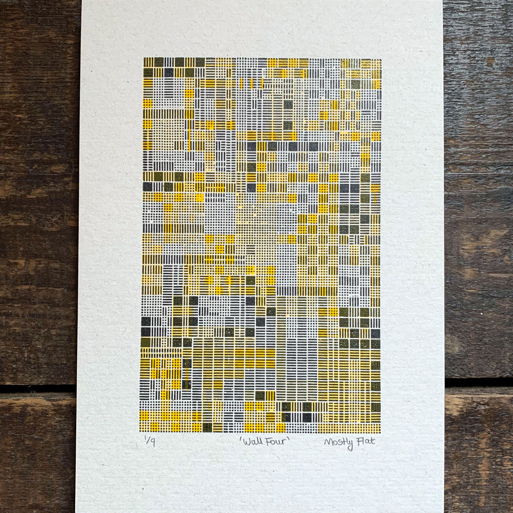 These Four Walls black and yellow A5 limited edition letterpress prints