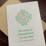 Oak leaf letterpress greetings card
