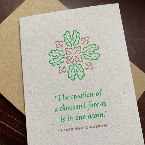 Oak leaf letterpress greetings card