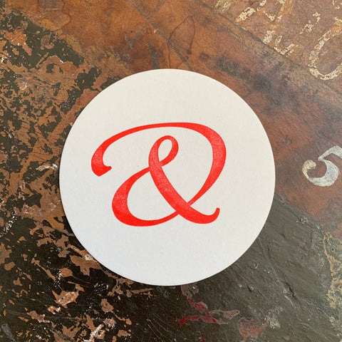 Script Ampersand letterpress coaster