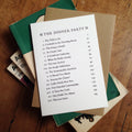 The Dinner Party Contents Page letterpress greeting card