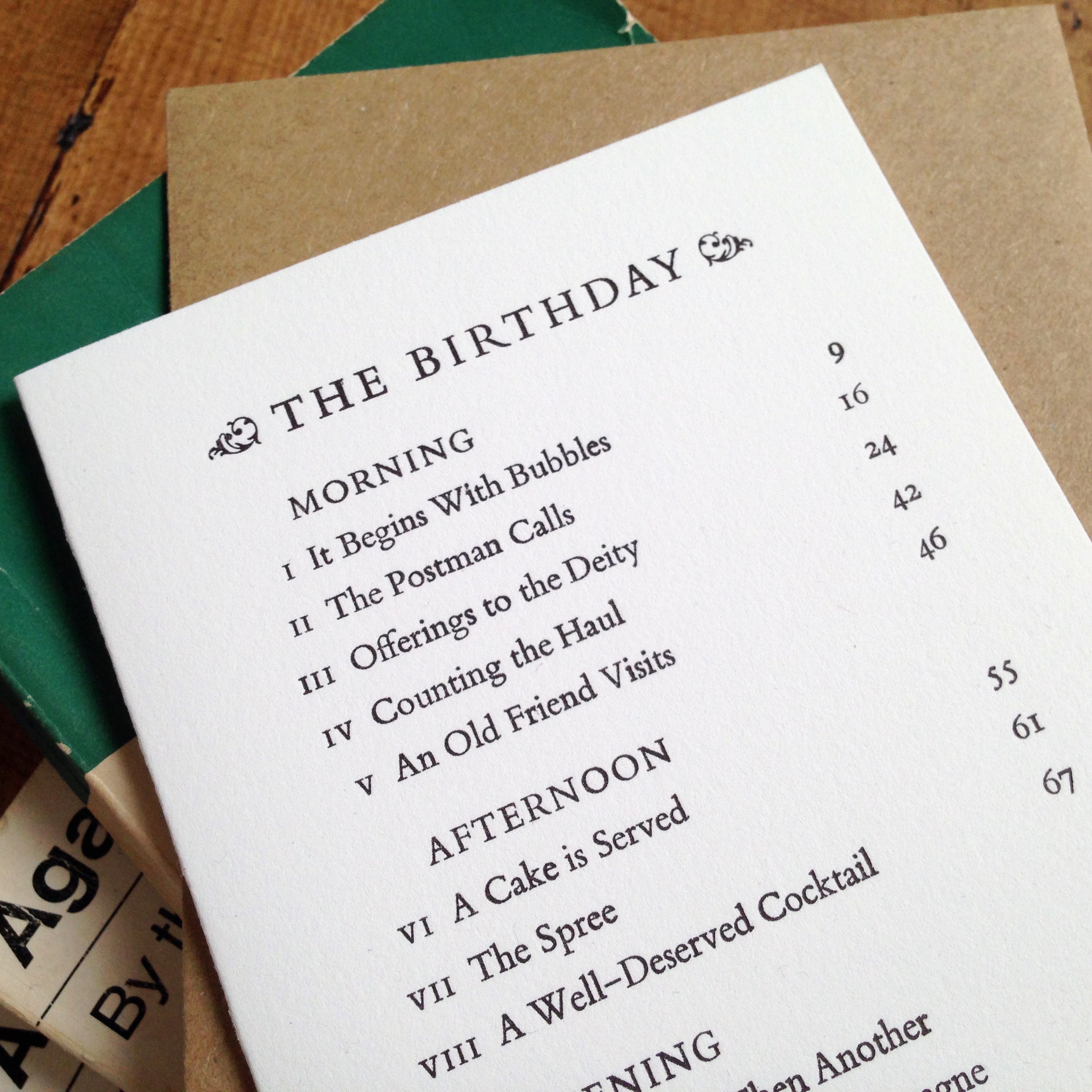 The Birthday Contents Page letterpress greeting card