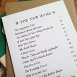 The New Home Contents Page letterpress greetings card
