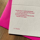 Set of 6 A. E. Housman letterpress poetry greetings cards