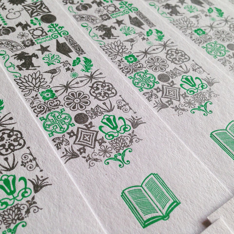 Ornamental Book letterpress bookmark