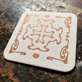 Art Nouveau cross pattern coaster, copper