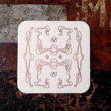 Art Nouveau panel pattern letterpress coaster, copper