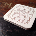 Art Nouveau panel pattern letterpress coaster, copper