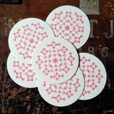 Glint ornament letterpress coaster, red