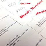 Bloody Marvellous letterpress bookmark