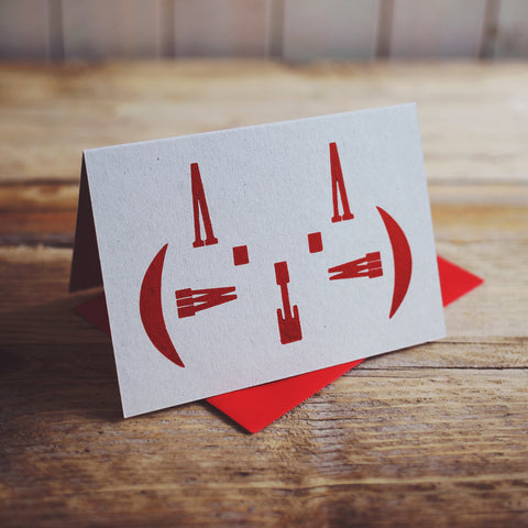 Miaow cat letterpress greetings card