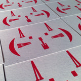 Miaow cat letterpress greetings card