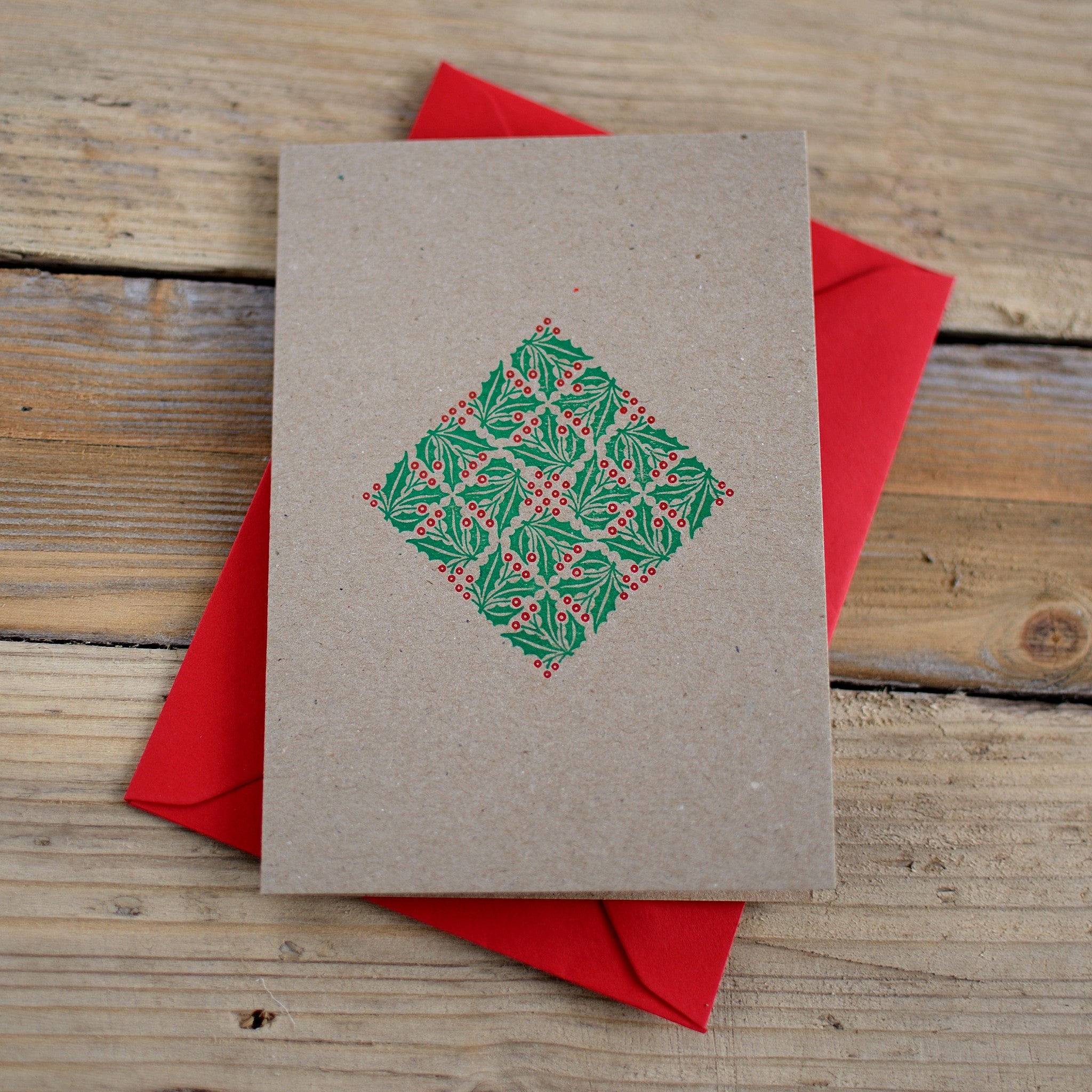 Holly letterpress Christmas card