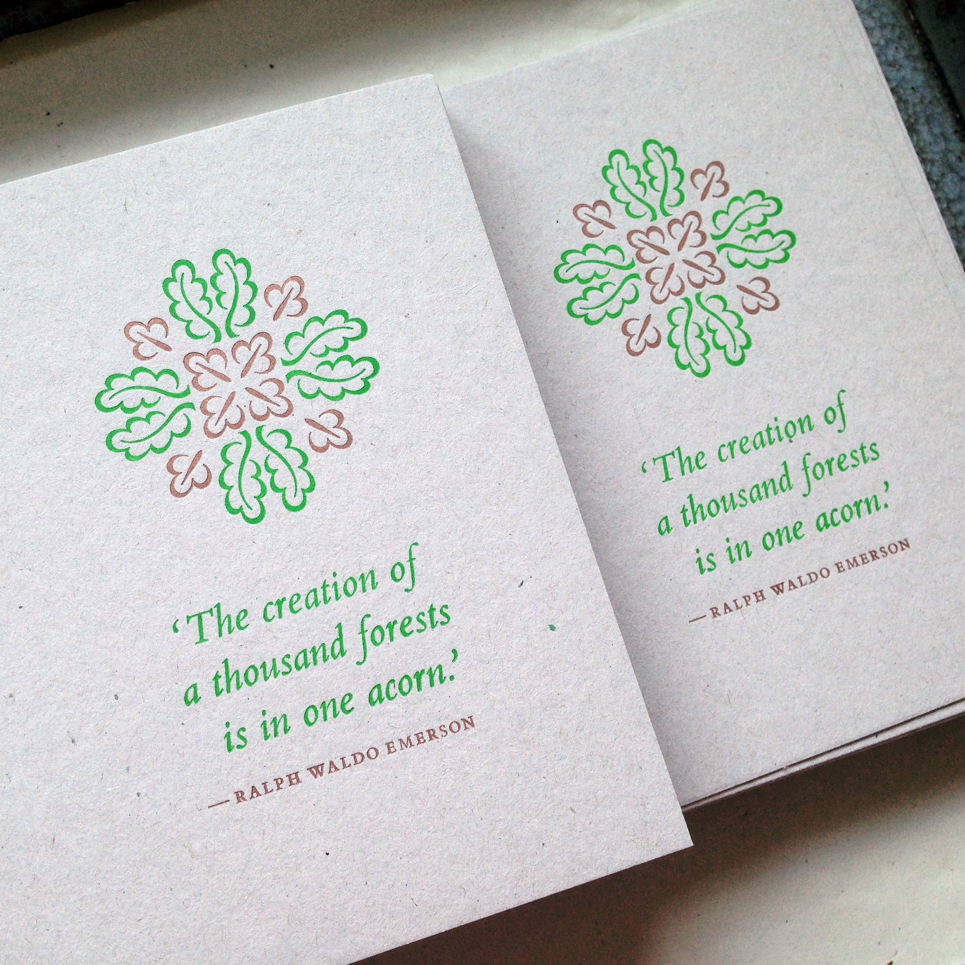 Oak leaf letterpress greeting card