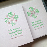 Oak leaf letterpress greetings card
