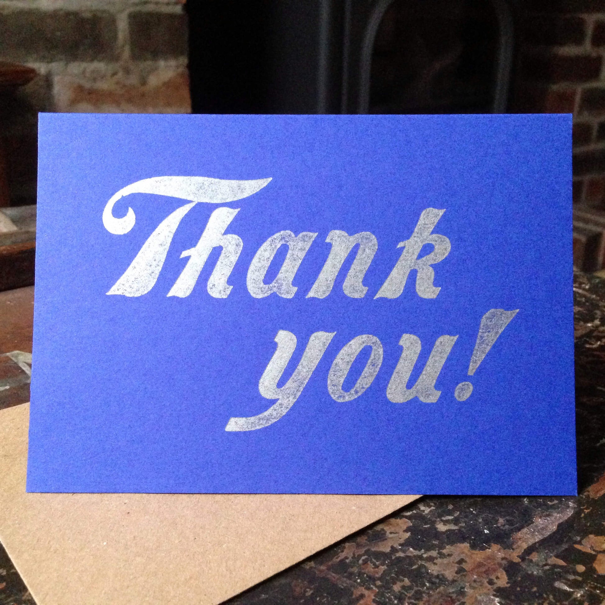 Thank you! script letterpress greeting card