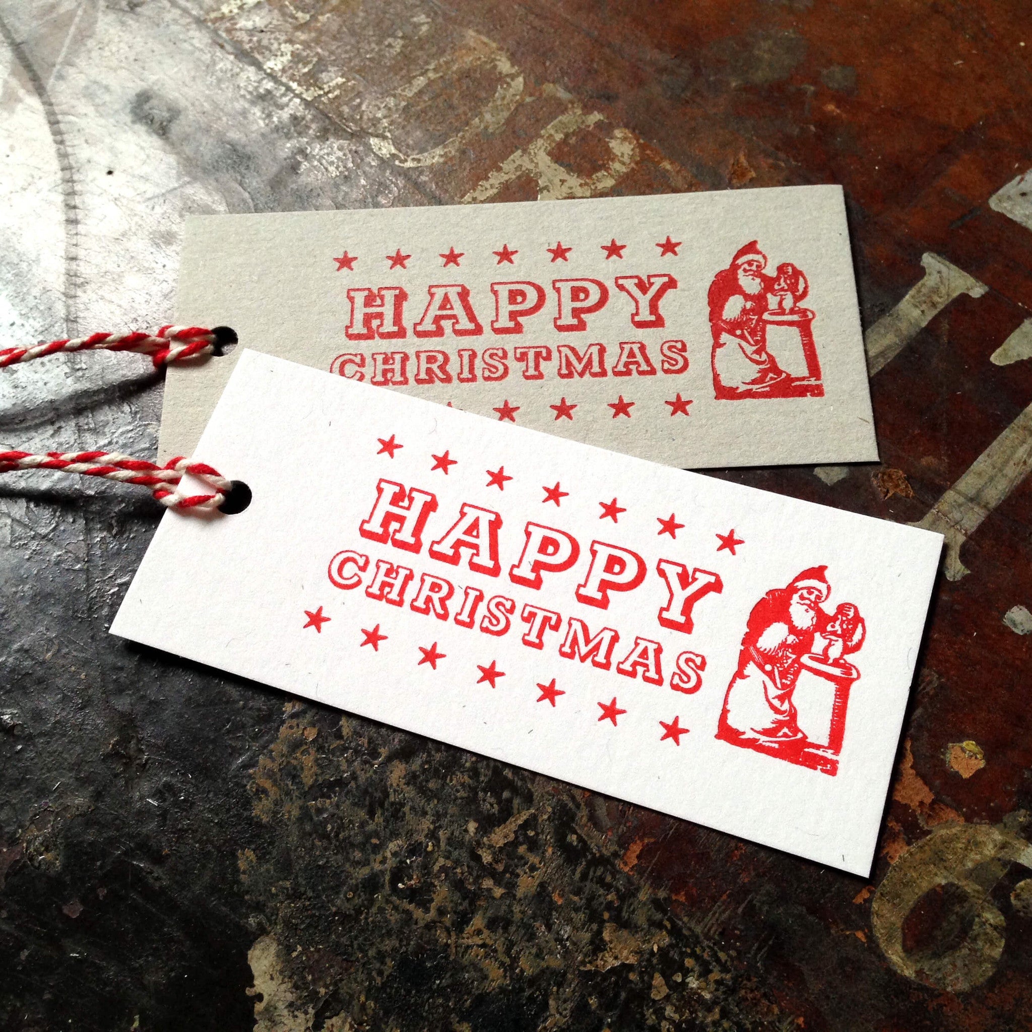 Happy Christmas letterpress gift tags