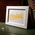 Cakes linocut print, framed